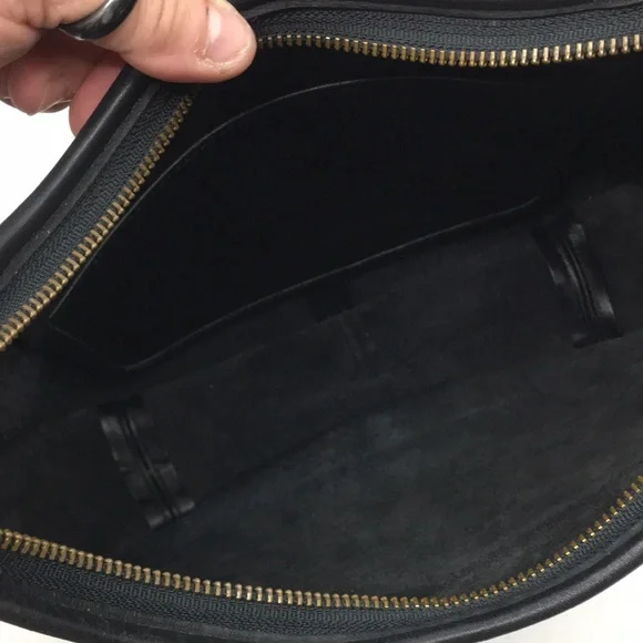 Vintage Coach Ergo Pocket Zip 9033 Black Glove-Tanned Leather Shoulder Bag Hobo - Picture 12 of 17